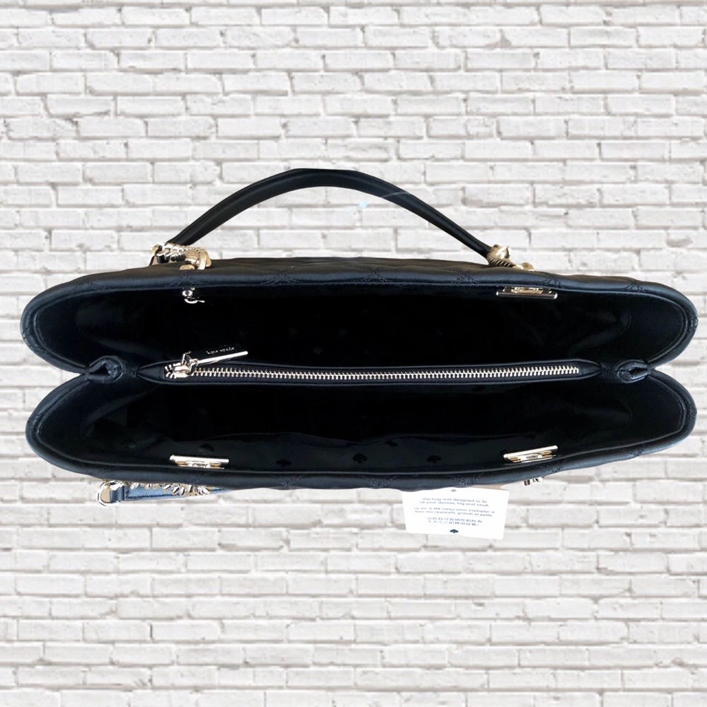 KATE SPADE • Large Smooth Quilted Black Leather Bag - Picture 2 of 4